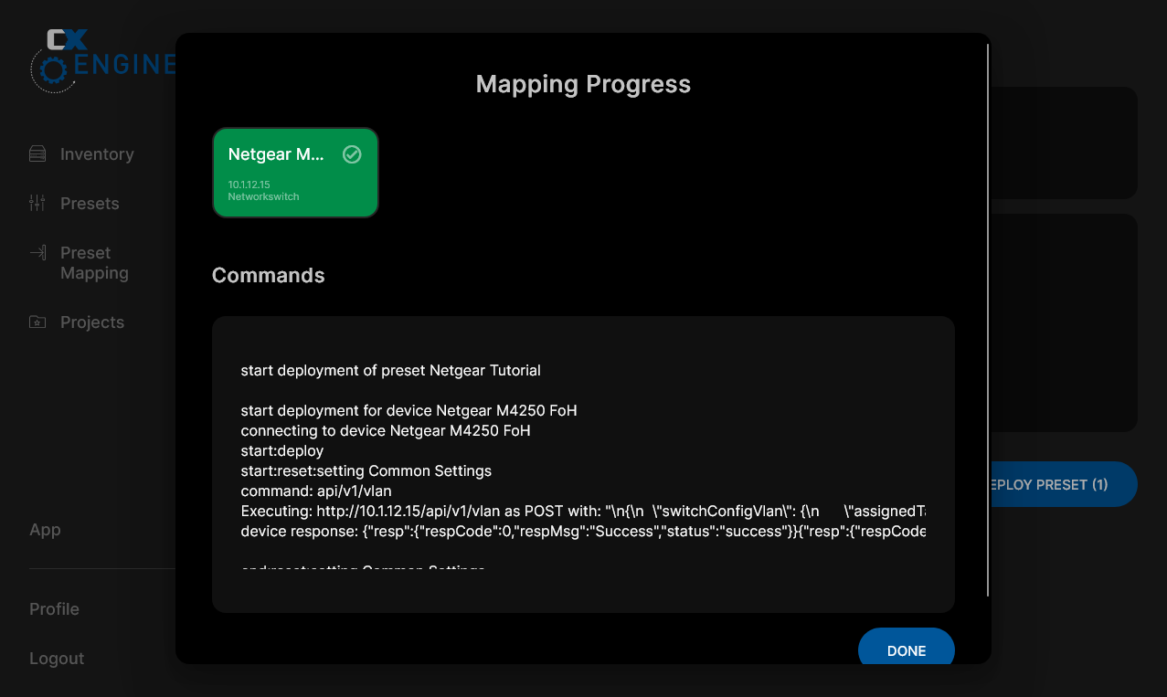 Preset mapping menu