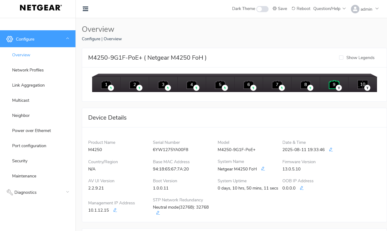 Netgear interface after reset